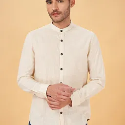 Urban Ranger by pantaloons Slim Fit Band Collar Cotton Casual Shirt-picture-35