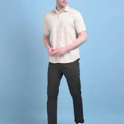 Crimsoune Club Classic Slim Fit Spread Collar Cotton Curved Casual Shirt image 1