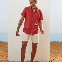 CMGE Relaxed Spread Collar Short Sleeves Cotton Casual Shirt image 1