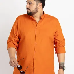 UNSIZED Plus Size Comfort Mandarin Collar Cotton Casual Shirt-picture-25