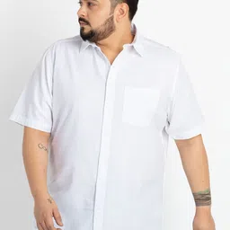 UNSIZED Plus Size Comfort Opaque Twill Weave Cotton Casual Shirt-image-1