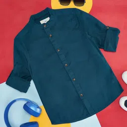 Pantaloons Junior Boys Band Collar Cotton Casual Shirt-image-12