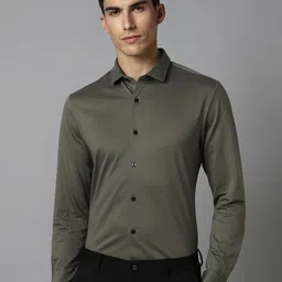 Louis Philippe Permapress Slim Fit Textured Spread Collar Pure Cotton Wrinkle Free Formal Shirt-picture-32