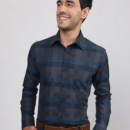 LOUIS STITCH Comfort Geometric Printed Spread Collar Cotton Formal Shirt-picture-40