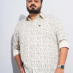 Hardsoda by The Indian Garage Co Plus Size Floral Printed Opaque Cotton Casual Shirt-image-10