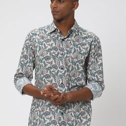 Mufti Floral Printed Slim Fit Pure Cotton Casual Shirt-picture-12