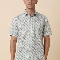 Allen Solly Slim Fit Floral Printed Spread Collar Short Sleeves Cotton Casual Shirt-picture-25