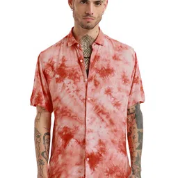 Banana Club Slim Fit Tie & Dye Printed Spread Collar Short Sleeves Casual Shirt-image-46