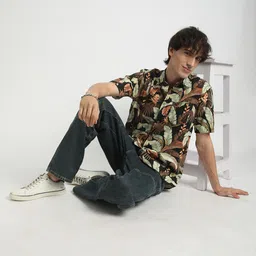 URBARO Men Smart Slim Fit Floral Opaque Printed Casual Shirt-image-40