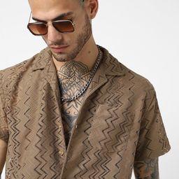 VASTRADO Classic Self Design Cuban Collar Oversized Casual Shirt-picture-39