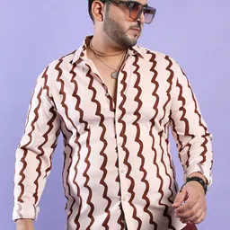 Instafab Plus Classic Fit Contrast Lines Printed Casual Shirt-picture-10