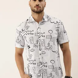 Campus Sutra White Classic Abstract Printed Cotton Casual Shirt-picture-30