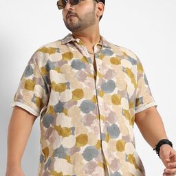 Instafab Plus Size Classic Abstract Printed Cotton Casual Shirt-picture-3
