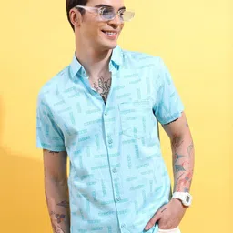 HIGHLANDER Slim Fit Printed Cotton Casual Shirt image 1