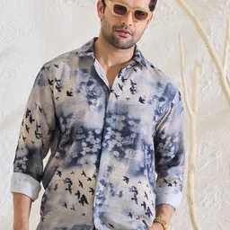 MR BUTTON Men Slim Fit Opaque Printed Casual Shirt-image-9