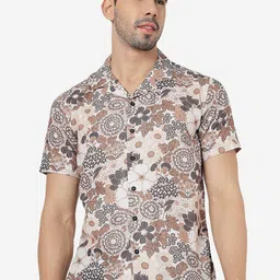 Greenfibre Slim Fit Floral Printed Pure Cotton Casual Shirt-picture-15