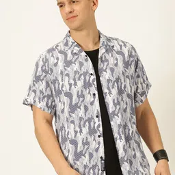 Provogue Original Slim Fit Printed Pure Cotton Casual Shirt-image-1