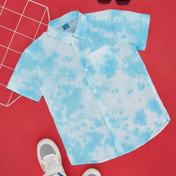YU by Pantaloons Boys Tie & Dye Dyed Spread Collar Pure Cotton Casual Shirt-picture-38