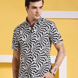 The Indian Garage Co Slim Fit Geometric Printed Pure Cotton Casual Shirt-picture-10
