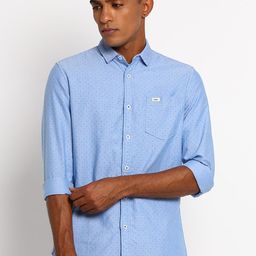 Lee Men Blue Classic Slim Fit Printed Casual Shirt-image-22