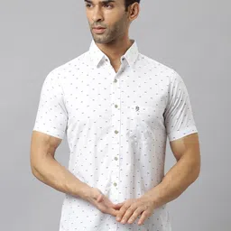 Thomas Scott Men White & Blue Slim Fit Printed Pure Cotton Casual  Sustainable Shirt-picture-28