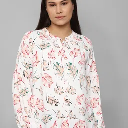 Allen Solly Woman White Floral Printed Mandarin Collar Top-picture-13
