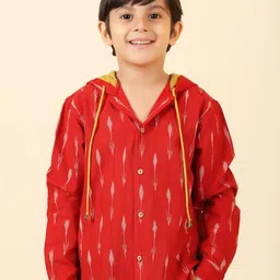 Fabindia Boys Red Printed Cotton Casual Shirt-picture-18