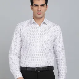 JADE BLUE Men Spread Collar Geometric Printed Cotton Formal Shirt-picture-30
