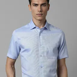 Louis Philippe Spread Collar Short Sleeves Opaque Printed Formal Shirt-picture-31