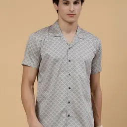 JADEBERRY Standard Geometric Printed Club Collar Cotton Casual Shirt-picture-21