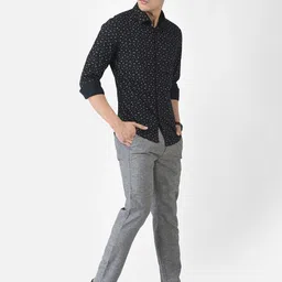 Crimsoune Club Men Black Slim Fit Floral Printed Cotton Casual Shirt-picture-24