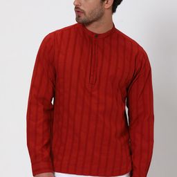 Mufti Slim Fit Striped Band Collar Pure Cotton Casual Shirt-picture-16