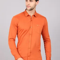 Cantabil Men Rust Casual Long Sleeves Collar Shirt-image-18