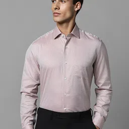 Luxure by Louis Philippe Micro Ditsy Printed Spread Collar Pure Cotton Formal Shirt-image-0