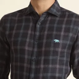 Andamen Tartan Checks Premium Slim Fit Linen Formal Shirt image 5