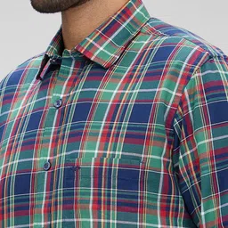 ColorPlus Men Tartan Checks Opaque Checked Casual Shirt image 2