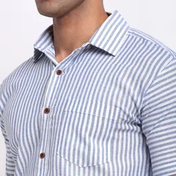 Enchanted Drapes Men Vertical Striped Casual Shirt image 2