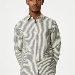 Marks & Spencer Vertical Striped Spread Collar Casual Shirt image 2
