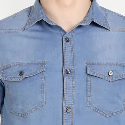 CARBONN CLOTH Spread Collar Regular Fit Denim Opaque Casual Shirt image 2