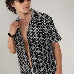 Campus Sutra Classic Geometric Embroidered Casual Shirt-image-81