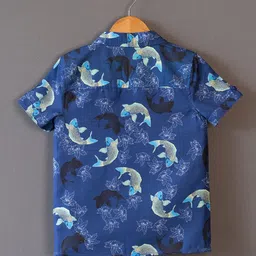 The Lion and The Fish Boys Comfort Conversational Printed Spread Collar Casual Shirt image 2