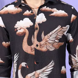 The Indian Garage Co Conversational Printed Spread Collar Slim Fit Opaque Casual Shirt image 2