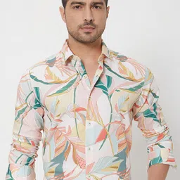 Mufti Men Slim Fit Abstract Printed Spread Collar Cotton Casual Shirt image 2