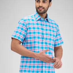 ColorPlus Men Tartan Checks Opaque Checked Casual Shirt image 3