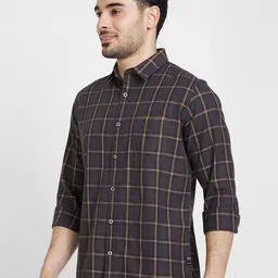 SPYKAR Classic Slim Fit Windowpane Checked Casual Cotton Shirt image 3