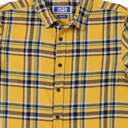 Jack & Jones Boys Yellow Tartan Checks Opaque Checked Casual Shirt image 3