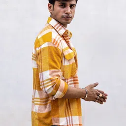 Powerlook India Slim Tartan Checks Spread Collar Oversized Casual Shirt image 5