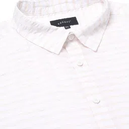 Sztori Plus Size Standard Horizontal Striped Roll-Up Sleeves Pure Cotton Casual Shirt image 3