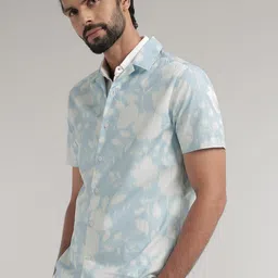 Andamen Premium Slim Fit Floral Printed Cuban Collar Cotton Casual Shirt image 3