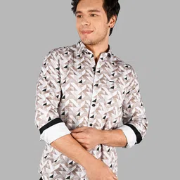 TIM PARIS Comfort Geometric Printed Cotton Casual Shirt image 5